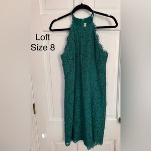 Loft Green Lace Halter Dress - size 8